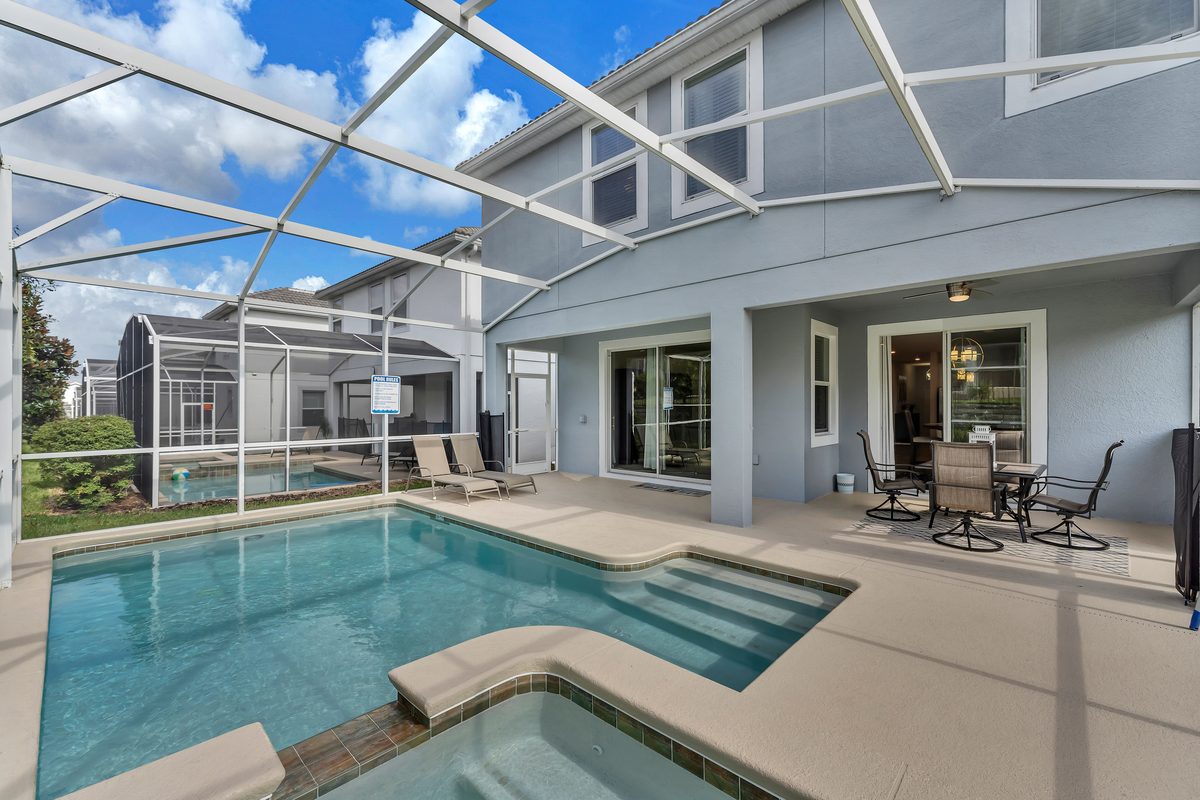Private screened pool and spa