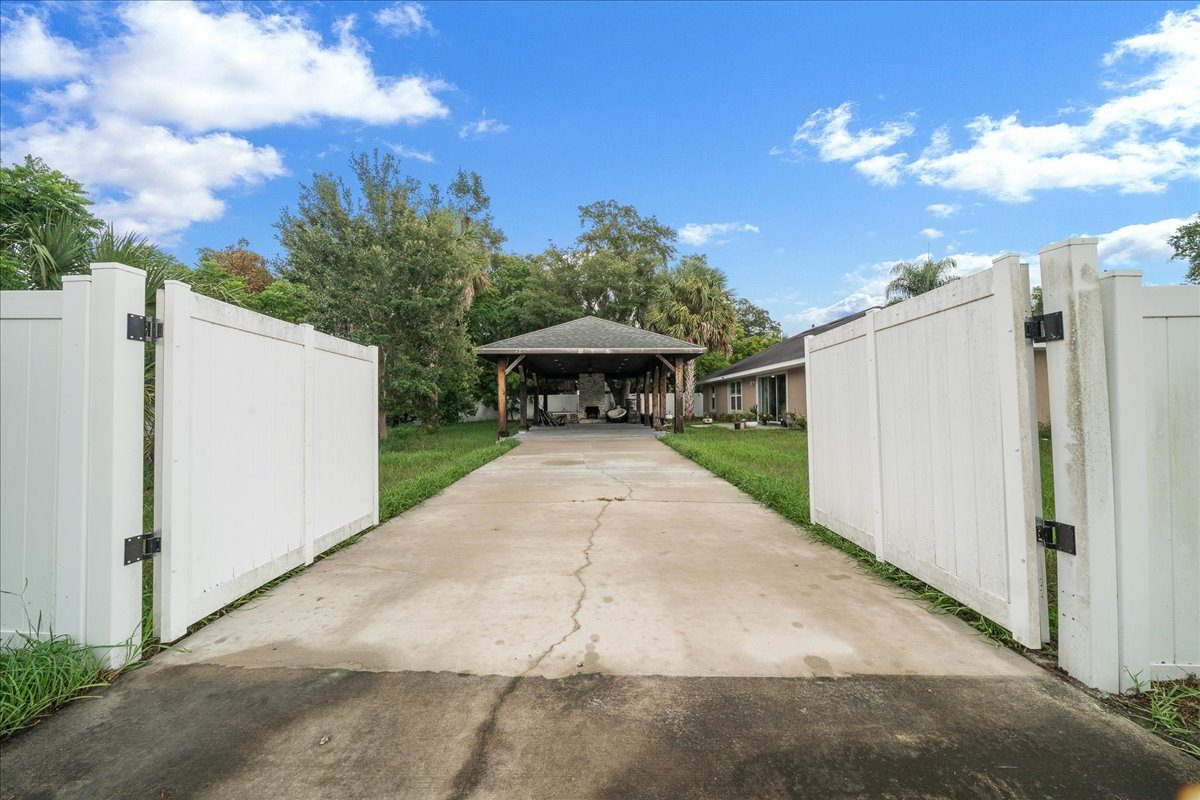 Private gated entry to backyard